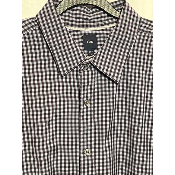 Gap Mens XL Black & Slate Checkered Long-Sleeve Button-Down Shirt - Picture 9 of 9